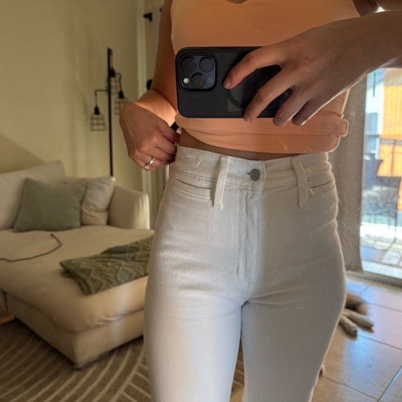 Madewell Women’s 11" High Rise Flare Jeans, White, Sz 25 - Picture 2 of 13